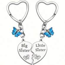 大姐姐和小姐姐爱情主题钥匙扣套装 - 2 件不锈钢，生日和圣诞节的完美姐妹礼物，配套钥匙扣万圣节配饰教师节礼物创意包袋配饰带身份证夹的挂绳汽车配饰包袋挂饰 - 3#[big鑽] - 查看 8