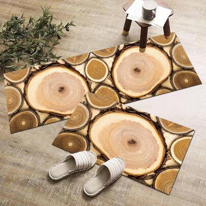 1/2 set de tapis de cuisine vintage à motif en bois, tapis de drainage durable pour la cuisine, le salon, l'entrée, le balcon, la décoration de la maison, le café, le bar, les vacances, les fêtes, la chambre à coucher, la salle de bain