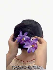Purple Flower Hair Clip With A Sophisticated And Fashionable Vibe, Perfect For Adding A Touch Of Elegance And Sweetness To Any Hairstyle, Ideal For Beach Vacations And Photo Shoots.