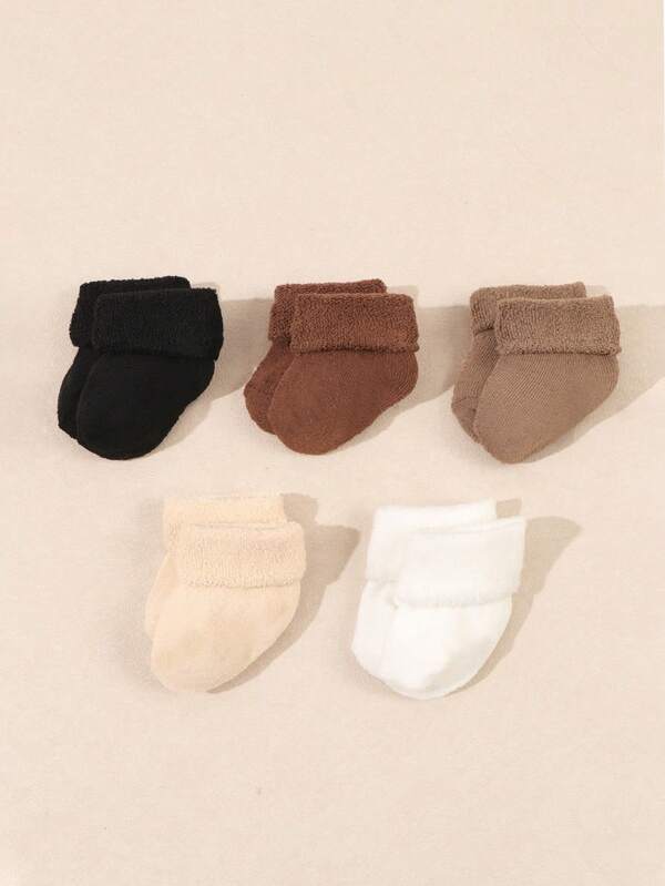 5 paires de chaussettes bébé avec poignets en polaire doublée, automne/hiver
