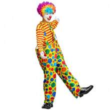 Halloween Weihnachten Outdoor Party Event Erwachsenen Clown Kostüm Bühnen-Make-up Ball Performance Kostüm Männer und Frauen Kleidung Set, verschiedene Stile des fröhlichen Clown Kostüms, Erwachsenen lustiges Rollenspiel Clown Set, nur Kleidung, keine Requisiten Bunte Perücken/Masken/Handschuhe/Schuhe