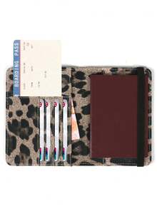 1pc RFID Anti Demagnetization Leopard Print Passport Clip, With Elastic Band To Tie The Passport Book. Multi Slot Airline Ticket Jacket. Convenient And Practical, Sturdy And Durable, ID Storage Bag. Home And Daily Necessities - Multicolor - View 5