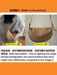 Túi đeo chéo yên xe thời trang giản dị dung tích lớn đa năng thiết kế tối giản màu trơn khóa kéo, túi đựng đồ đi làm - Màu Khaki - Xem 3