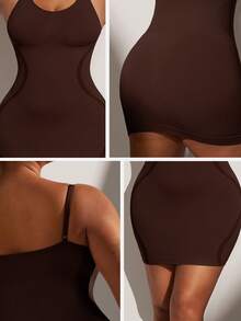 1件装加大码女士束腰连衣裙，无缝胸部和腰部系带连衣裙，加大码女士塑身裙连体裤，夏季