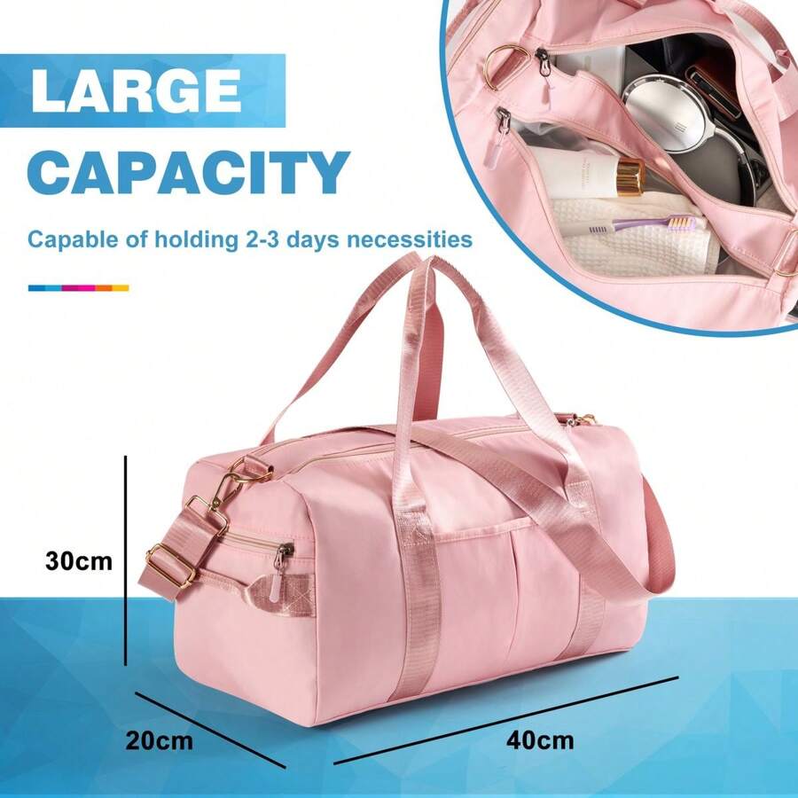 Weekender Bag - Travel Bag Hand Luggage 40x30x20 - Duffle Bag - Unisex - Pink - Pink - View 1