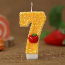 1支手工制作的黄色亮红色苹果生日蜡烛，适合装饰生日、周年纪念、纪念活动、主题派对和蛋糕，男女皆宜。 - 黃色 - 查看 21