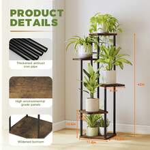 Corner Plant Stand Indoor Tall Plant Shelf For Multiple Plants Metal Plant Table Tiered Flower Stand For Living Room Bedroom Balcony Brown - 棕色 - 查看 2