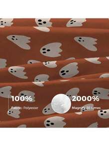 Kürbisfarben-weißer Geist Halloween Muster Decke - gestrickter Polyester Fleece, moderne digitale Bedruckung, Cartoon Thema, ganzjährig komfortable Heim Dekoration Tagesdecke, maschinenwaschbar