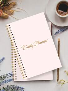 Trees 每周计划笔记本无日期每日计划日程螺旋目标计划器带习惯追踪功能，适合女性 - 粉色 - 查看 3