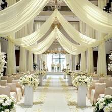 Wedding Arch Draping Fabric, 1 Panel 18FT Burgundy Sheer Backdrop Curtain Chiffon Fabric Drapery Voile Scarf Draping Panels For Wedding Archway Ceremony Curtain Valance Party Decoration - 象牙色窗簾 - 查看 7