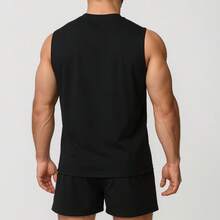 conjunto regata oversized e short de tactel de academia másculino estampada gaara com urso - preto/preto - Visão 3