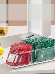 1pc Transparent Grid Desk Organizer Box, Multi-Functional Coffee Table Storage Box, Back To School Essential - Multicolor - View 5