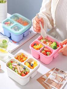 4-Compartment Reusable Food Storage Container, Candy Nut Airtight Lunch Box, Suitable For Meal Prep, Snack Making, Divided Bento Box, Ideal For School, Cafeteria, Home And Camping, Great For Teens And Office Workers, Back To School Essential - Multicolor - View 9