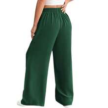 Women's High Waist Wide Leg Pants With Pocket - 綠葉 - 查看 2