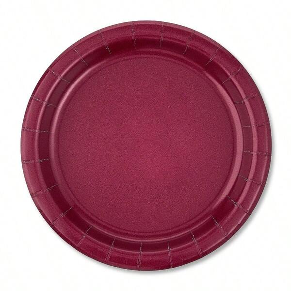 Disposable Paper Plates 7" Burgundy 24 Pieces By