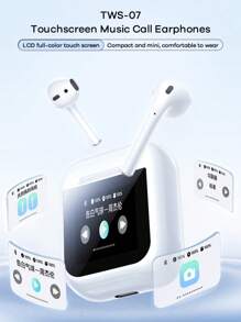 REMAX سماعات أذن ريماكس تعمل باللمس للموسيقى والمكالمات، نوع C، وقت الاستعداد 50 ساعة، شاشة لمس ملونة كاملة LCD، صغيرة الحجم، سماعات أذن لاسلكية بتقنية بلوتوث، للركض والرياضة والتنزه، باللون الأبيض