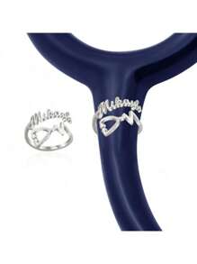 1pc Personalized Stethoscope, Stainless Steel DIY Personalized Birthday Flower, Name Stethoscope Id Tag Accessory Ring, Stainless Steel, Casual, Neutral, Fashionable, Customized, Personalized, Unique, His Ideal Gift, Her Ideal Gift, Anniversary, Birthday, Graduation Ceremony, Housewife, Men's And Women's Personalized Gifts