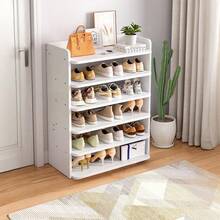 LIVINGANDHOME Living And Home 5-8 Tier Sturdy MDF Shoe Rack White Raised Guardrail Rounded Edges Vertical Storage Organizer For Home Entryway Bedroom Closet - White 62cm W X 26cm D X 88cm H - View 2