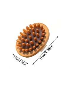 1 件手持仿木头皮和身体按摩器梳子，圆形木质按摩刷，防滑柔性手柄，仿木头部按摩刷，天然穴位经络治疗刷，用于头部放松，放松和缓解压力，抗脂肪塑身，精油水疗和缓解肌肉疼痛，便携式日常用木梳，光滑经络刷，适合健康按摩的全身按摩器