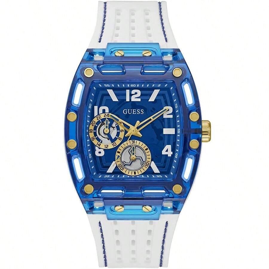 Guess 1 PIEZA Reloj de cuarzo para hombre, esfera multicolor, reloj cuadrado pequeño con tecnología, diseño hueco, que muestra un hombre, versátil y de moda, adecuado para uso diario, como regalo, día conmemorativo. GW0499G6