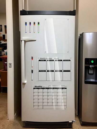 1 Set Transparent Magnetic Acrylic Weekly Planner Memo Board, Decorative Fridge Magnet, Erasable Waterproof Household Memo Board For Daily Notes, Work Summary, Communication, Black Line Acrylic Message Board (Includes 6 Magnetic Whiteboard Markers)