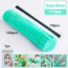 30厘米绿色花茎铁丝+视频教程，60色雪尼尔绒条，适合万圣节、返校季，30厘米彩色绒条手工材料，雪尼尔绒条，毛绒金属丝扎带，价格实惠，品质优良 - 彩色 - 查看 64