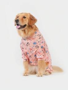Pijama pentru câini, Costum de recuperare pentru câini, Costum pentru câini, Pulovere pentru câini, Dog StuffUltra, Ținute pentru câini, Haine pentru câini, Accesorii pentru câini, Pijama pentru căței, Haine pentru căței, Accesorii pentru căței, Ținute pentru căței, Pijama pentru câini de rase mici, medii și mari, Moale și elastic, Imprimeu integral - Model drăguț cu desene animate roz prăfuit, S-6XL
