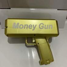 1 件 19 厘米金色电动钱枪玩具，派对氛围现金大炮，不含电池（包含 100 张钞票），圣诞节