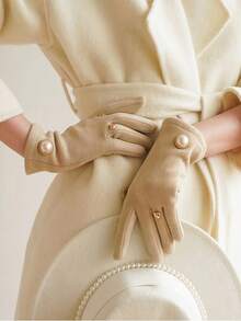 2 Pairs Of Autumn/Winter Fleece Ladies Touch-Sensitive Pearl-Lined Finger Gloves - Gentle And Elegant, Multi-Functional Korean-Style Anti-Wear Five-Finger Gloves. They Are Warm Gifts For Family And Friends And Are Suitable For Daily Outings. - Multicolor - View 7