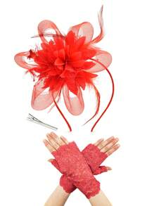 D EXCEED 1/2 件女士短款蕾丝手套露指新娘腕手套歌剧晚会婚礼茶会舞会角色扮演