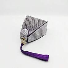Fashionable And All-Matching Triangular Small Bag With Diamond-Encrusted Handbag Dinner Bag For Ladies And Ladies With Diamond-Encrusted Spherical Decoration Suitable For Parties And Parties. No Mobile Phones - Purple - View 4
