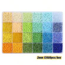 24格3毫米彩色玻璃珠，适用于手工珠宝制作、手链和项链DIY配件、万圣节、圣诞节和糖果珠DIY工艺品，批发散装商品[12000颗/盒] - 12000pcs/box - 查看 23