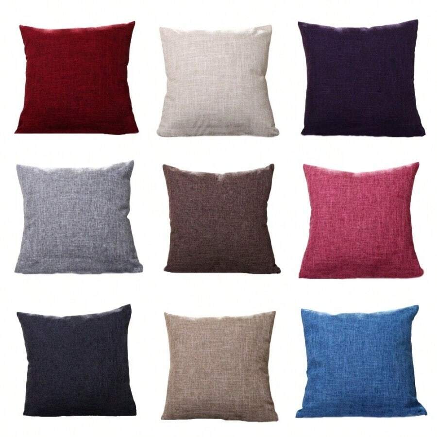 Ins Style Solid Color Pillow Case Set, Natural Linen Cotton, Machine Washable, No Dye, Suitable For Homestay/Cafe/Home Decor