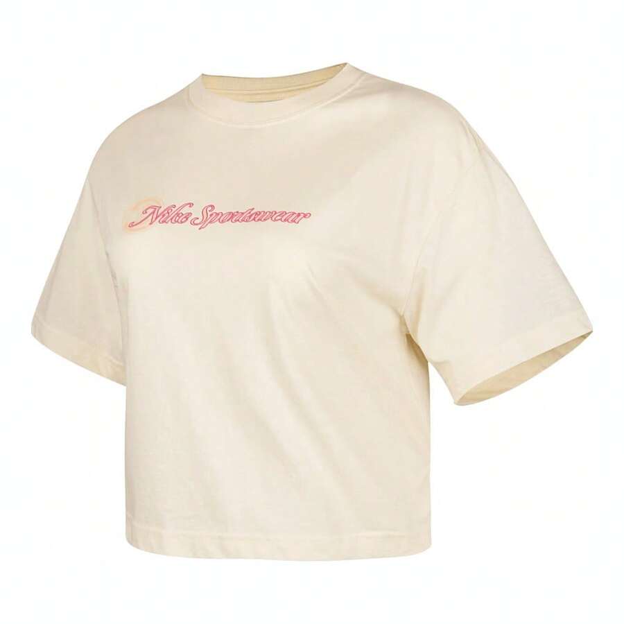 Nike Women's AS W NSW CLUB SS CROP TEE CC Short Sleeve T-Shirt, Knit Crew Neck Cropped