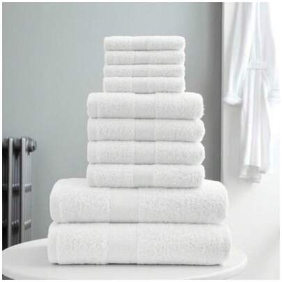  VELVETIO Ultra Soft Toronto Towel Bale Set 10pc 100% Egyptian Cotton Lightweight Easy Care Highly Water Absorbent Towels