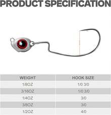 OJY &DOIIIY - Cabezales de pesca con ojo de pez, paquete de 10/20 ganchos con peso para pesca Texas Rig o Ned Rig 1/8 3/16 1/4 3/8 onzas - 1/4 oz, paquete de 20 - Ver 10
