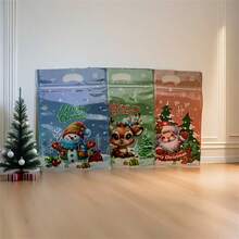 100pcs Christmas Gift Bags, Plastic Stand-Up Pouches, Mixed Color Festive Packaging, With Santa, Reindeer & Snowman Designs, For Holiday Presents, Snacks, And Party Favors, Suitable For Christmas, New Year, And Thanksgiving(10/50/100pcs)