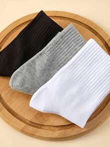 Kit 3 Pares Meia Cano Longo Run Casual Algodão Conforto Moda Unissex - Multicolorido - Visão 4