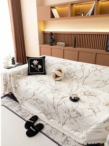1pc Leaf Shaped Plush Sofa Cover, Anti-Scratch, Anti-Slip, Dust-Proof, Apricot Color, Warm Pet Home Decor, Suitable For All Seasons - Khaki - View 9