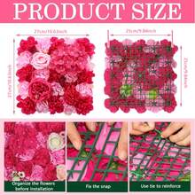 1/10Pcs Flower Wall Panel, Suitable For Flower Wall Backdrop, 9.8*9.8 Inch Pink Artificial Rose Hydrangea Artificial Flower Panel Artificial Flower Background, Suitable For Wall Decoration, Party And Wedding Decoration, Bride Gift/Baby Gift Decoration
