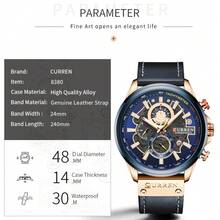 CURREN Men's Wrist Watch, Fashion Chronograph Quartz Water Resistant Leather Strap Luminous Date Display - Multicolor - View 9