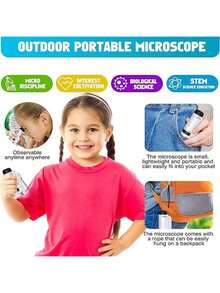 Kid Portable Handheld Microscope STEM Educational Pocket Microscope Home School Kit Biological Science Educational Toys For Children ﻿
