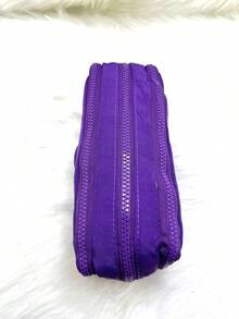 School Pencil Case With 3 Dividers And Elastic For Pencils And Pens - 紫色 - 查看 2