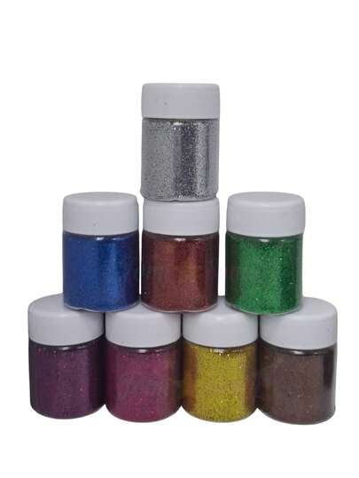 10 Frascos De Diamantina Con 20 Gramos C/u Colores Surtidos Decoraciones Manualidades