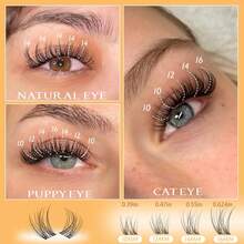 100 Peças Cachos de Cílios Naturais, Cachos de Cílios Wispy de Vênus com Faixa Invisível Fina, 10-16mm, Extensão de Cílios DIY com Faixa Transparente, Aparência Natural de Cachos de Cílios Individuais, Cachos de Cílios, Cílios Individuais, Cílios, Cílios Falsos - C - Visão 4