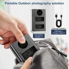 EDEKOY LP-E10 USB双口充电器，兼容佳能EOS Rebel T3、T5、T6、T7、T100、Kiss X50、X70、X80、X90、1100D、1200D、1300D、1500D、2000D、3000D、4000D相机，可替代LC-E10充电器 - 黑色USB-TypeC - 查看 4