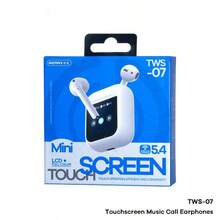 REMAX سماعات أذن ريماكس تعمل باللمس للموسيقى والمكالمات، نوع C، وقت الاستعداد 50 ساعة، شاشة لمس ملونة كاملة LCD، صغيرة الحجم، سماعات أذن لاسلكية بتقنية بلوتوث، للركض والرياضة والتنزه، باللون الأبيض