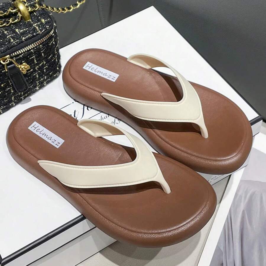 New Flip-Flops Women Wear Fashion Online Celebrity Beach Shoes Indoor Non-Slip Soft-Soled Bag Sandals And Slippers. - Beige - View 1