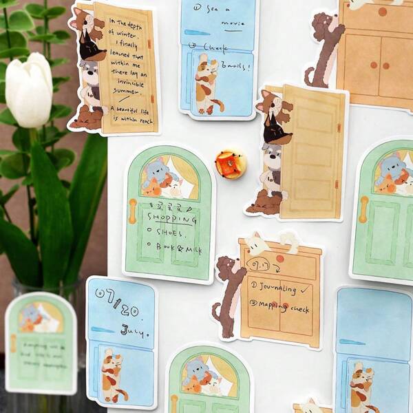 1 Book 30pcs Cartoon Hide And Seek Sticky Notes - Cute Reusable Memo Pad For Students, Office, Home