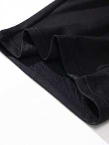 男士直筒裤 - 适合健身、休闲和日常正式场合，腰部抽绳，无弹力针织面料，适合健身房、办公室外出，可机洗，黑色裤子，纯色设计，柔软透气材质，宽松版型，适合春、夏、秋季户外休闲装，积极的生活方式 - 黑色 - 查看 6